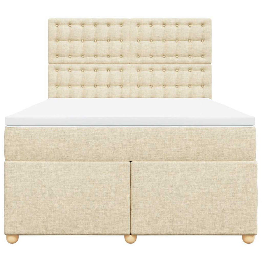 Boxspring met matras stof crèmekleurig 140x190 cm
