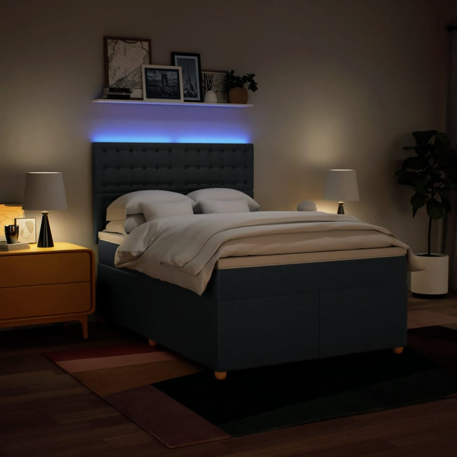 Boxspring met matras stof blauw 140x190 cm