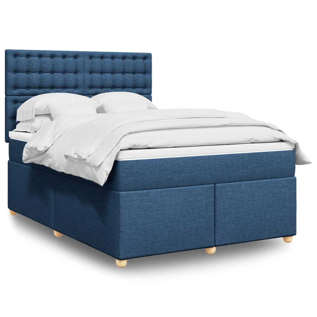 Boxspring met matras stof blauw 140x190 cm