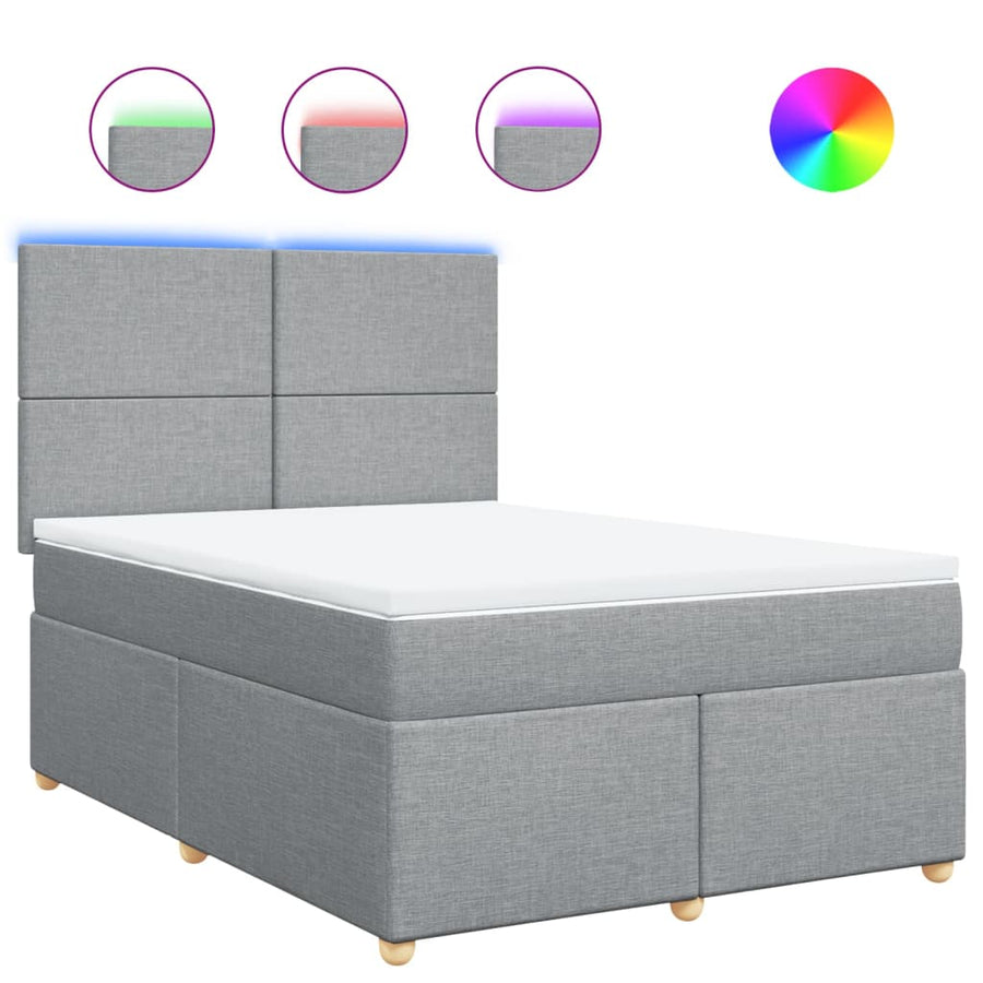 Boxspring met matras stof lichtgrijs 140x200 cm