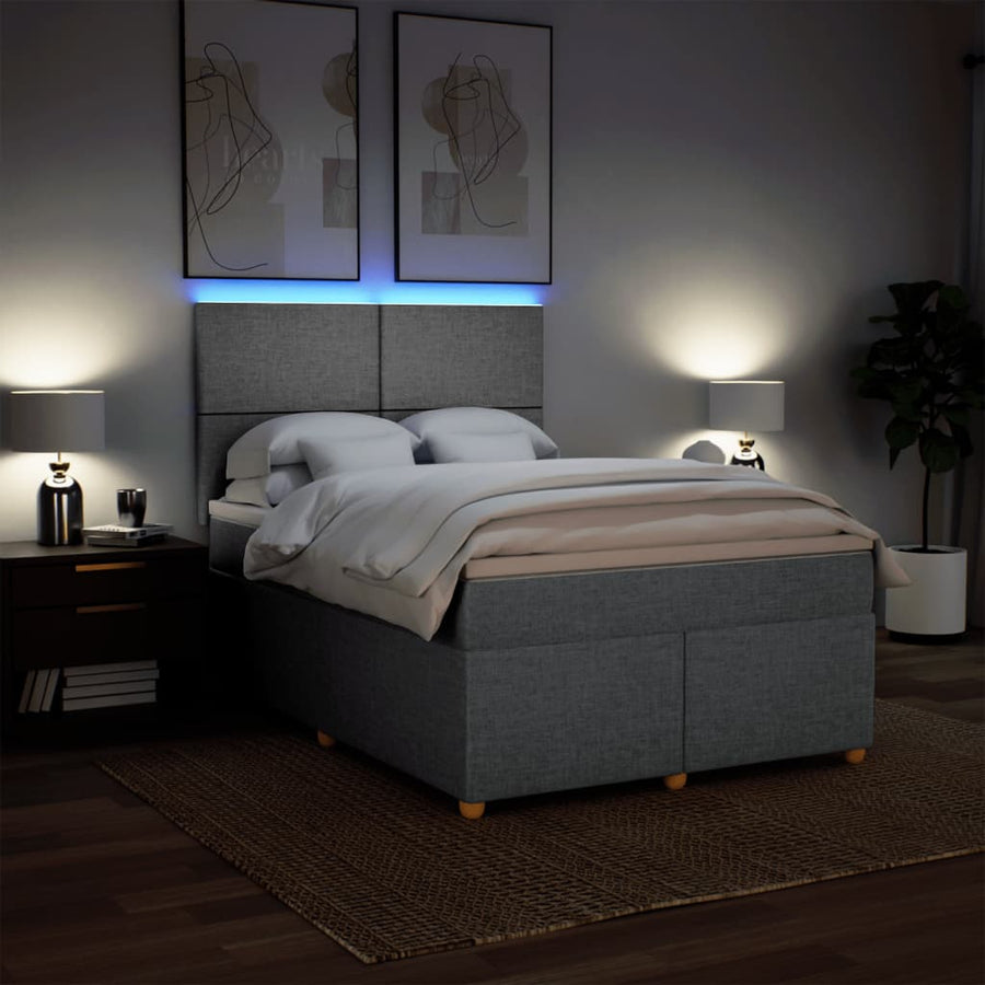 Boxspring met matras stof lichtgrijs 140x200 cm