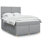Box spring with light grey fabric mattress 140x200 cm