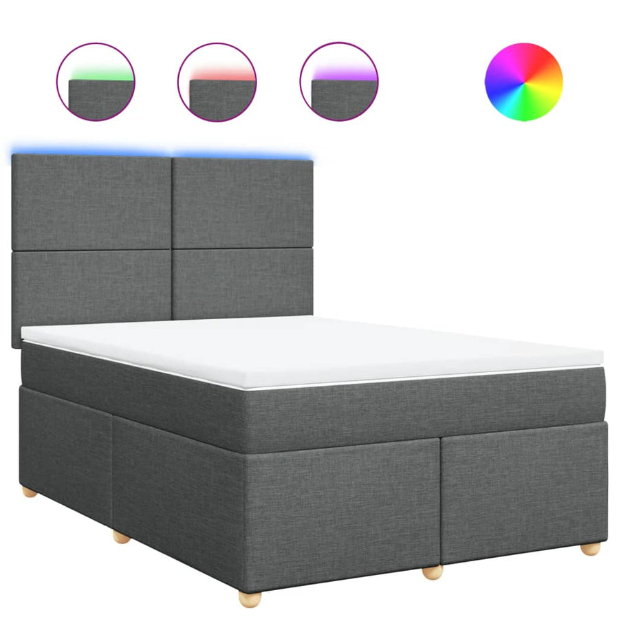 Boxspring met matras stof donkergrijs 140x200 cm