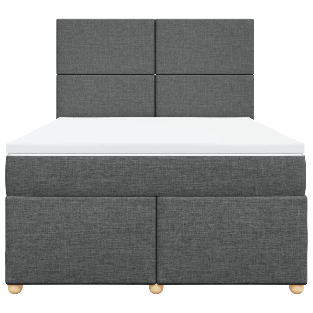 Boxspring met matras stof donkergrijs 140x200 cm