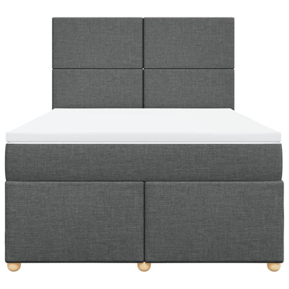 Boxspring met matras stof donkergrijs 140x200 cm