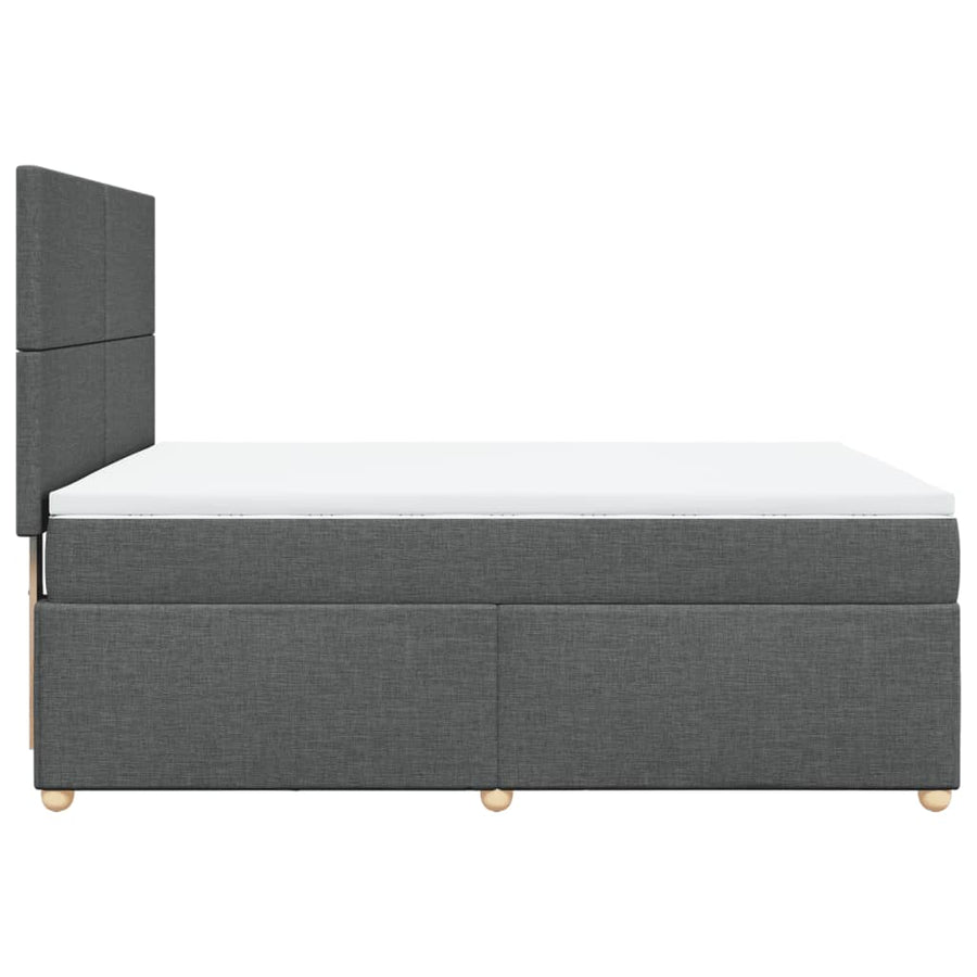 Boxspring met matras stof donkergrijs 140x200 cm
