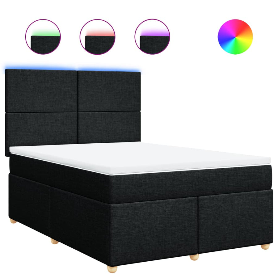 Boxspring met matras stof zwart 140x200 cm