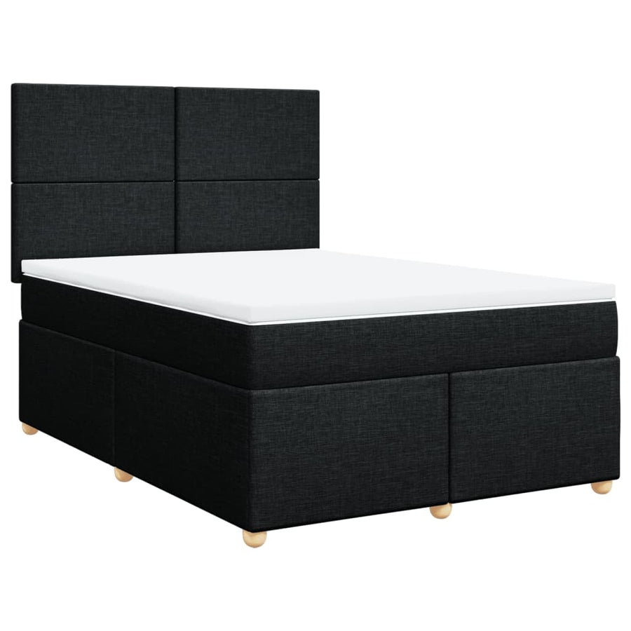 Boxspring met matras stof zwart 140x200 cm
