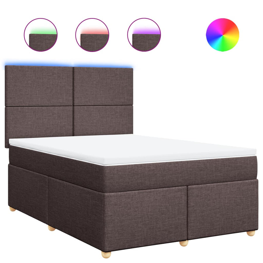 Boxspring met matras stof donkerbruin 140x200 cm