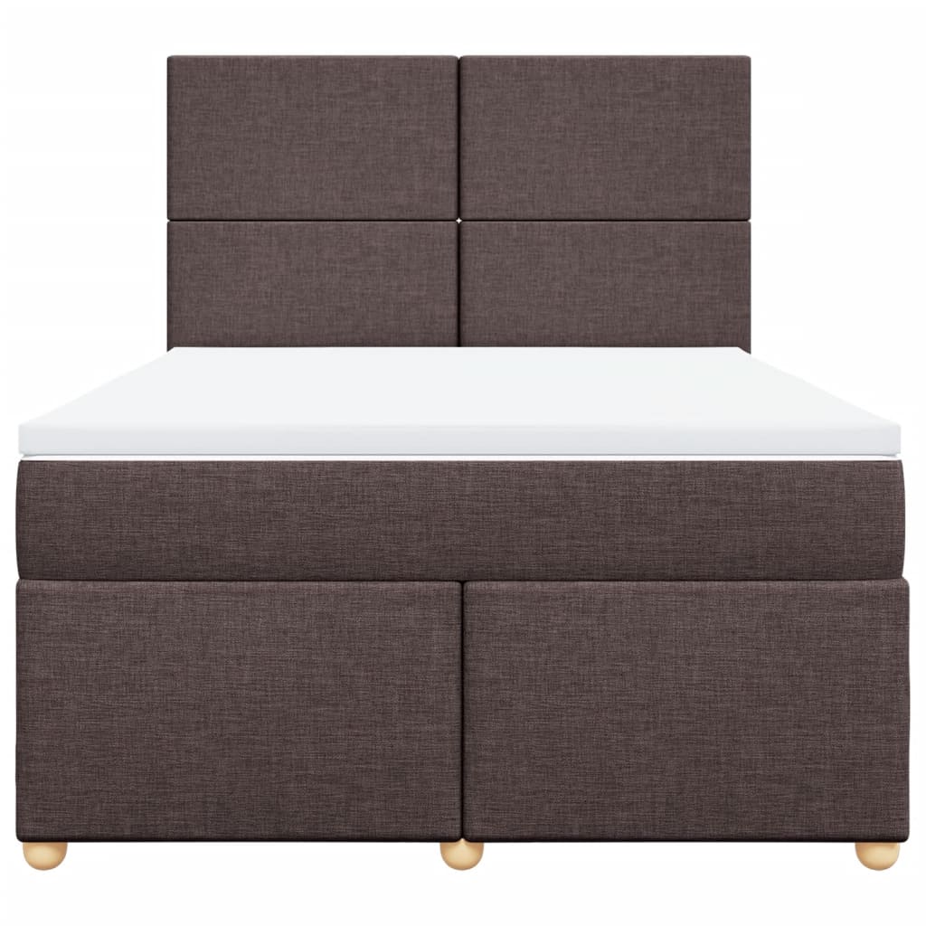 Boxspring met matras stof donkerbruin 140x200 cm