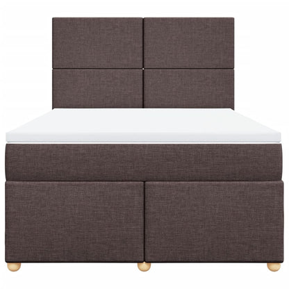 Boxspring met matras stof donkerbruin 140x200 cm