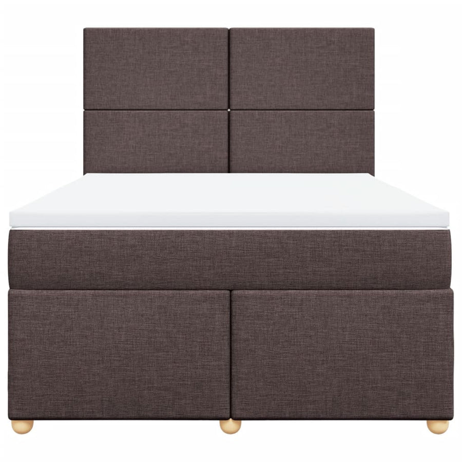 Boxspring met matras stof donkerbruin 140x200 cm