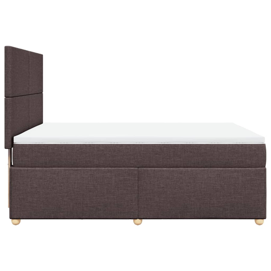 Boxspring met matras stof donkerbruin 140x200 cm