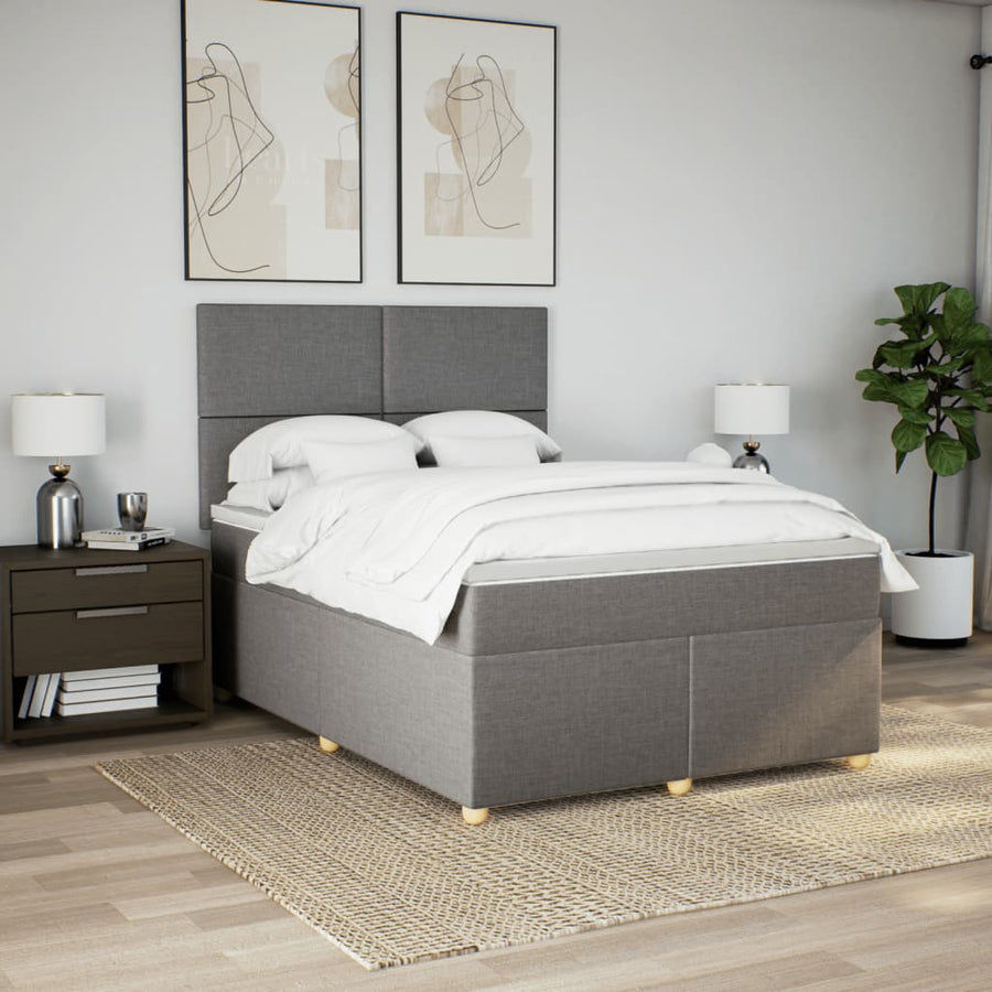 Boxspring met matras stof taupe 140x200 cm