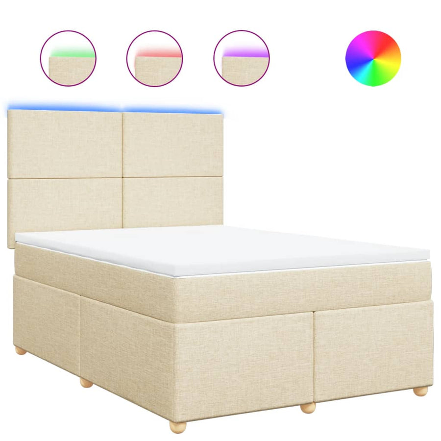 Boxspring met matras stof crèmekleurig 140x200 cm