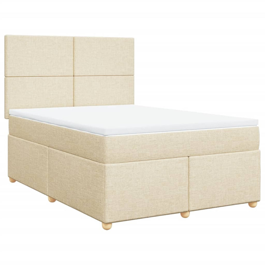 Boxspring met matras stof crèmekleurig 140x200 cm