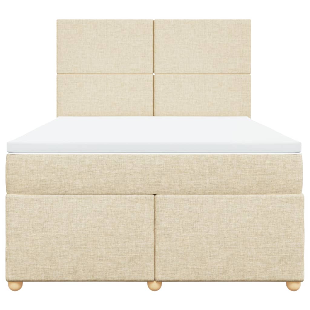 Boxspring met matras stof crèmekleurig 140x200 cm