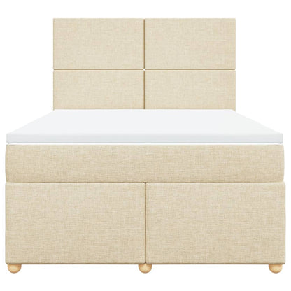 Boxspring met matras stof crèmekleurig 140x200 cm