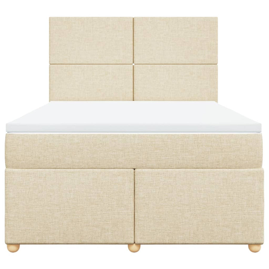Boxspring met matras stof crèmekleurig 140x200 cm