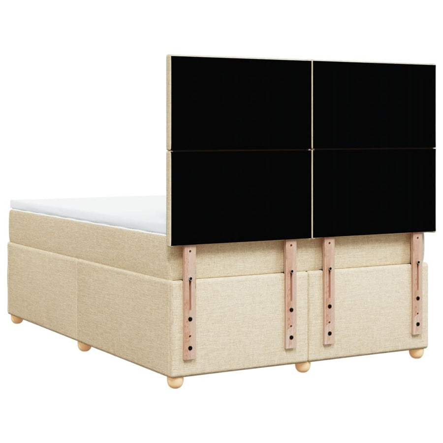 Boxspring met matras stof crèmekleurig 140x200 cm