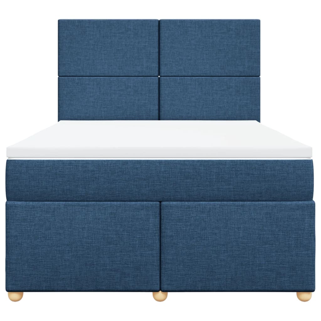 Boxspring met matras stof blauw 140x200 cm