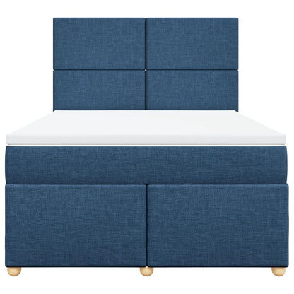 Boxspring met matras stof blauw 140x200 cm