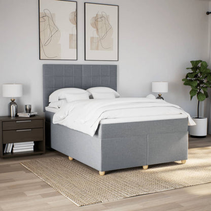 Boxspring met matras stof lichtgrijs 140x200 cm