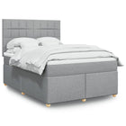 Box spring with light grey fabric mattress 140x200 cm