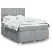 Box spring with light grey fabric mattress 140x200 cm
