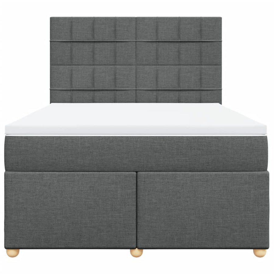 Boxspring met matras stof donkergrijs 140x200 cm