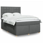 Dark grey fabric box spring with mattress 140x200 cm