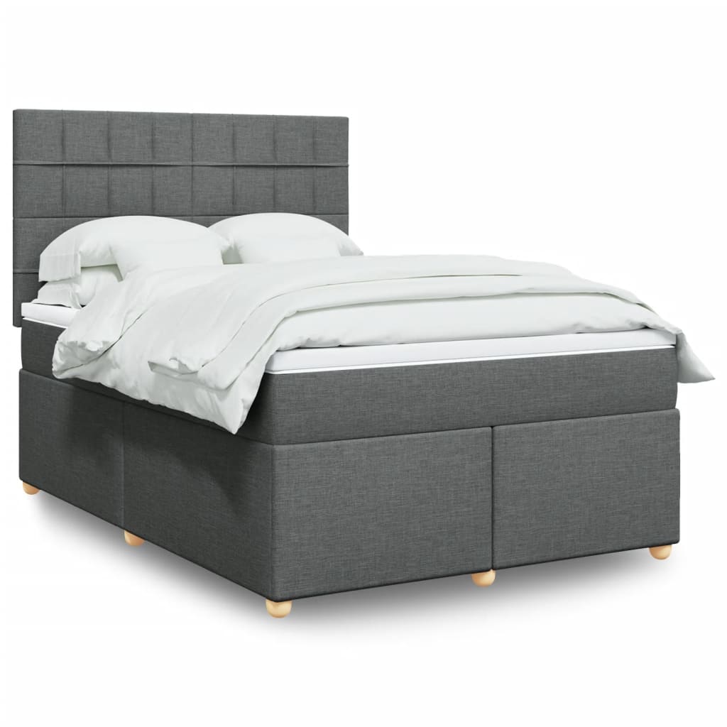 Boxspring met matras stof donkergrijs 140x200 cm
