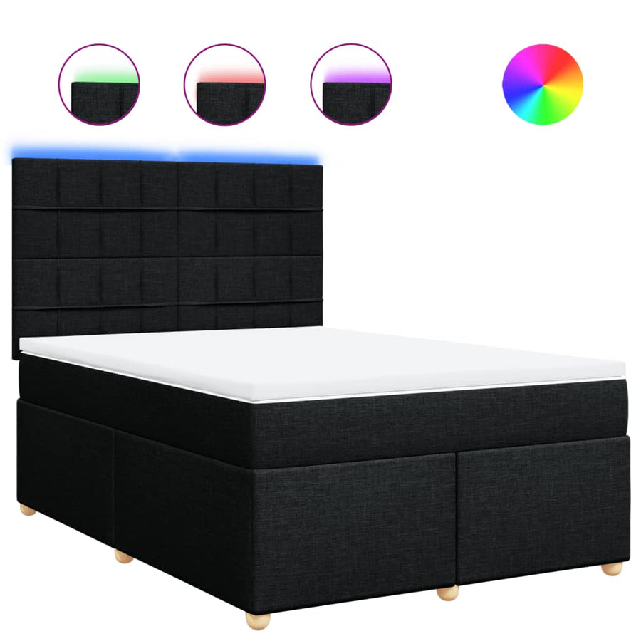 Boxspring met matras stof zwart 140x200 cm