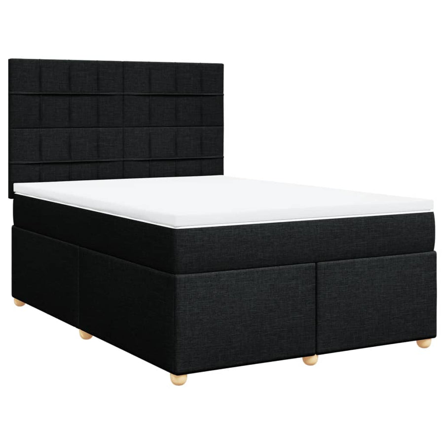 Boxspring met matras stof zwart 140x200 cm