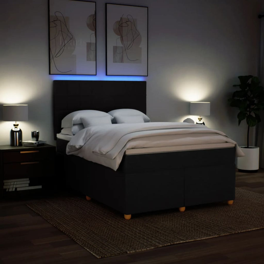 Boxspring met matras stof zwart 140x200 cm