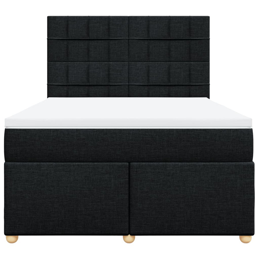 Boxspring met matras stof zwart 140x200 cm