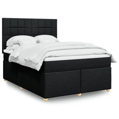Boxspring met matras stof zwart 140x200 cm