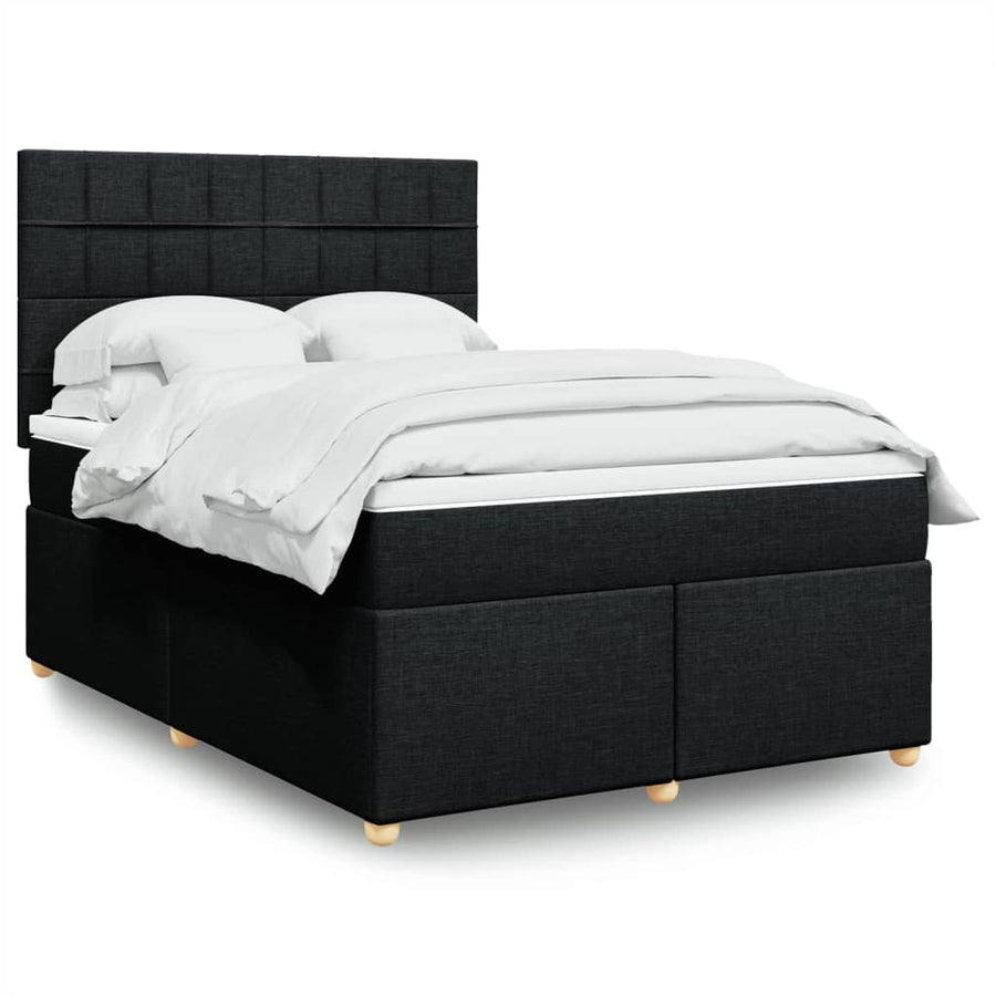 Boxspring met matras stof zwart 140x200 cm