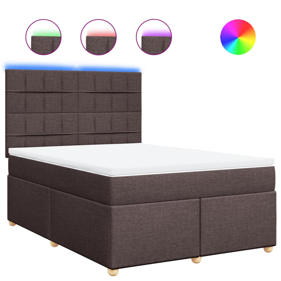 Boxspring met matras stof donkerbruin 140x200 cm