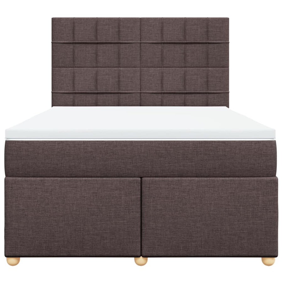 Boxspring met matras stof donkerbruin 140x200 cm