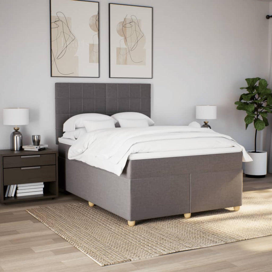 Boxspring met matras stof taupe 140x200 cm