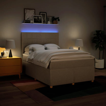 Boxspring met matras stof crèmekleurig 140x200 cm