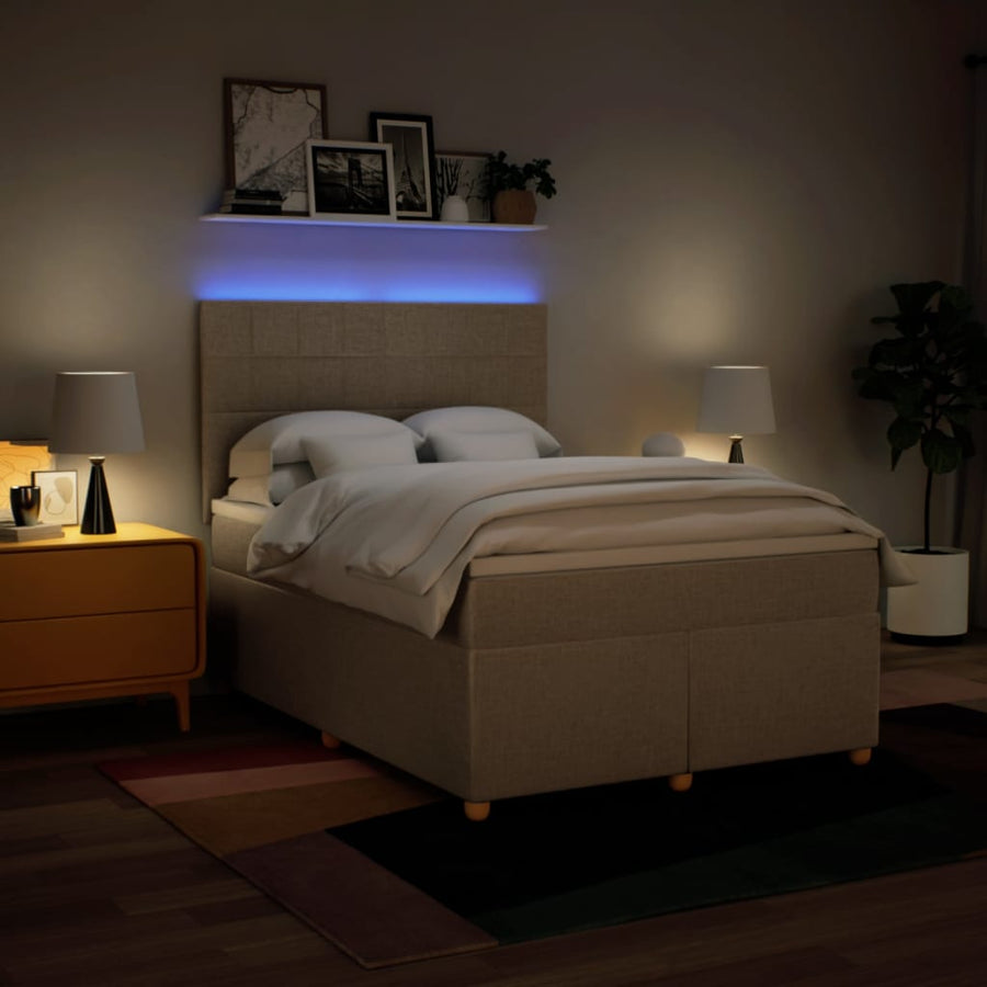 Boxspring met matras stof crèmekleurig 140x200 cm