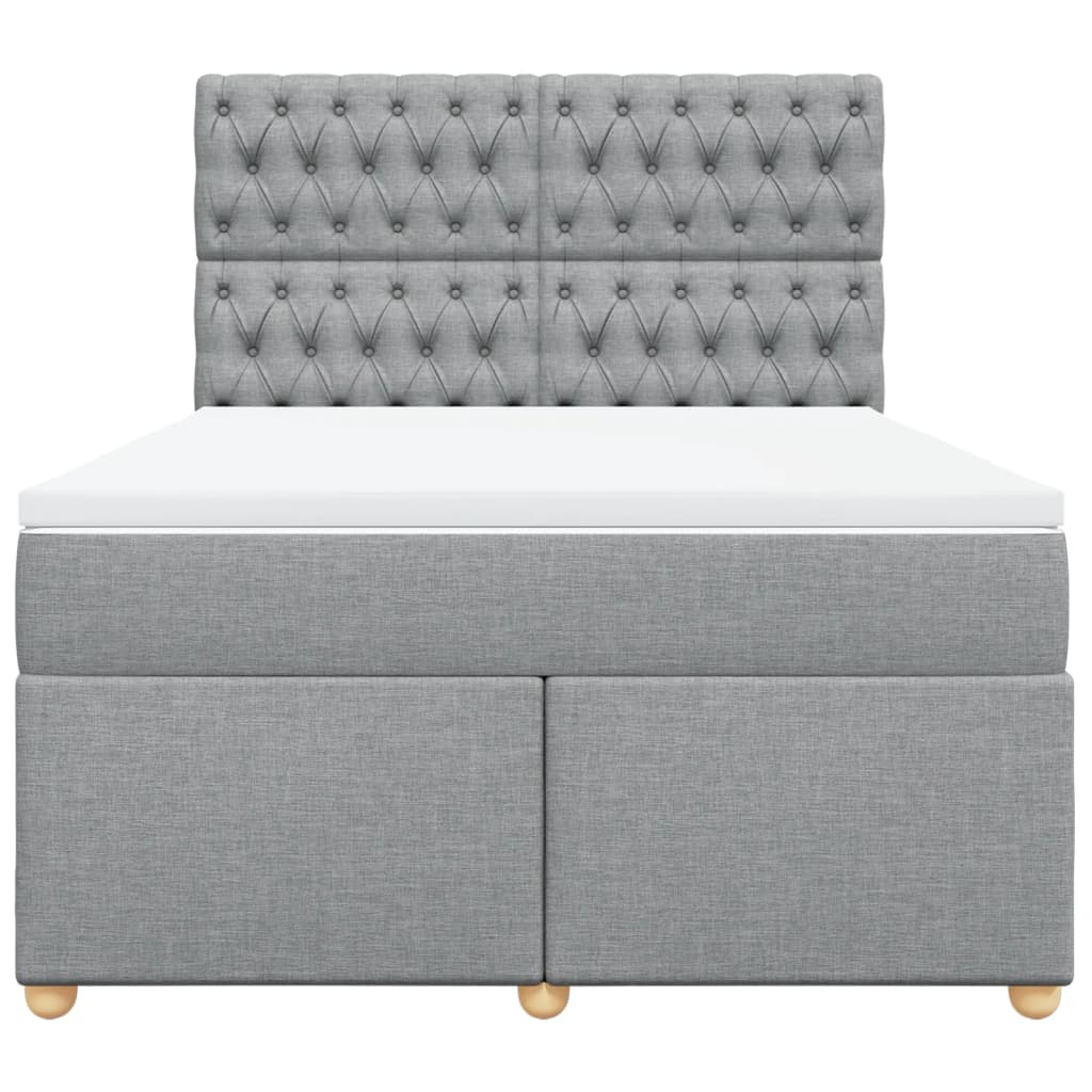 Boxspring met matras stof lichtgrijs 140x200 cm