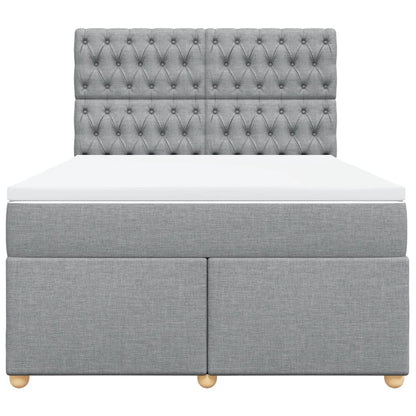 Boxspring met matras stof lichtgrijs 140x200 cm