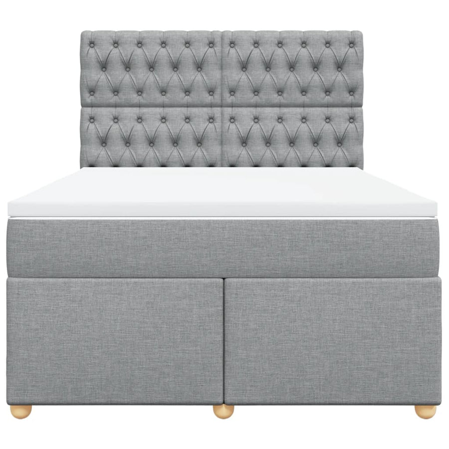 Boxspring met matras stof lichtgrijs 140x200 cm