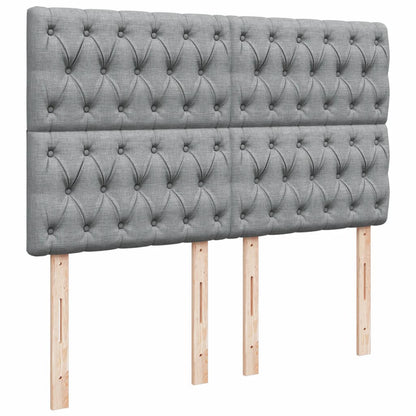 Boxspring met matras stof lichtgrijs 140x200 cm