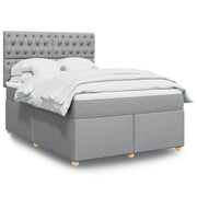 Box spring with light grey fabric mattress 140x200 cm