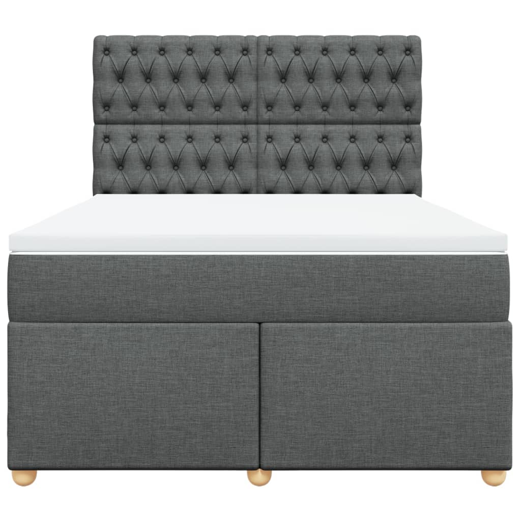 Boxspring met matras stof donkergrijs 140x200 cm