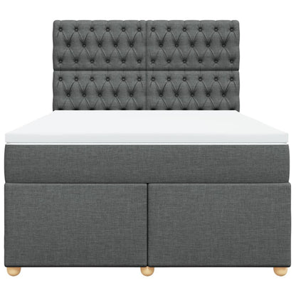 Boxspring met matras stof donkergrijs 140x200 cm